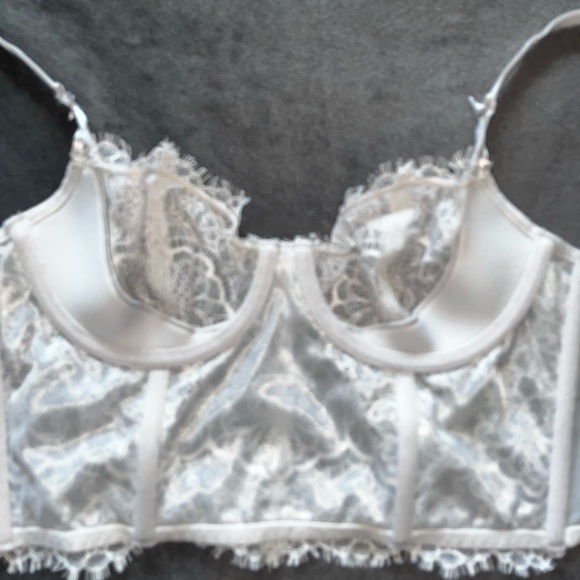 Victoria’s Secret Silver Lace Corset Bustier Underwire 32C Grey gray beaded 32 C - Picture 9 of 9